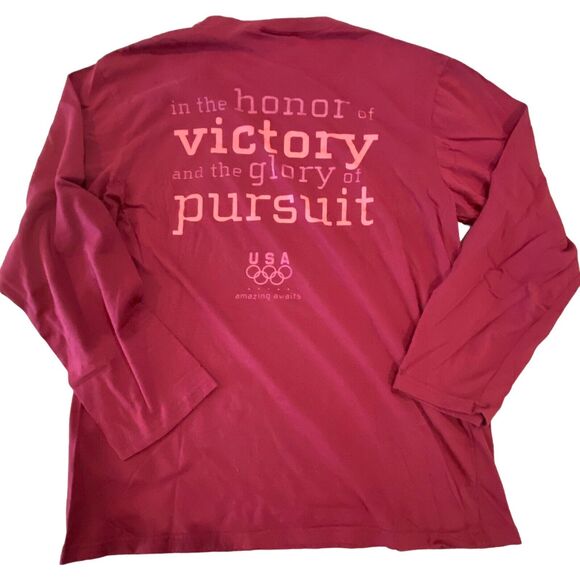 USA Olympics Shirt Mens Size Extra Large Red Long Sleeve Graphic Tee T XL - Picture 2 of 8